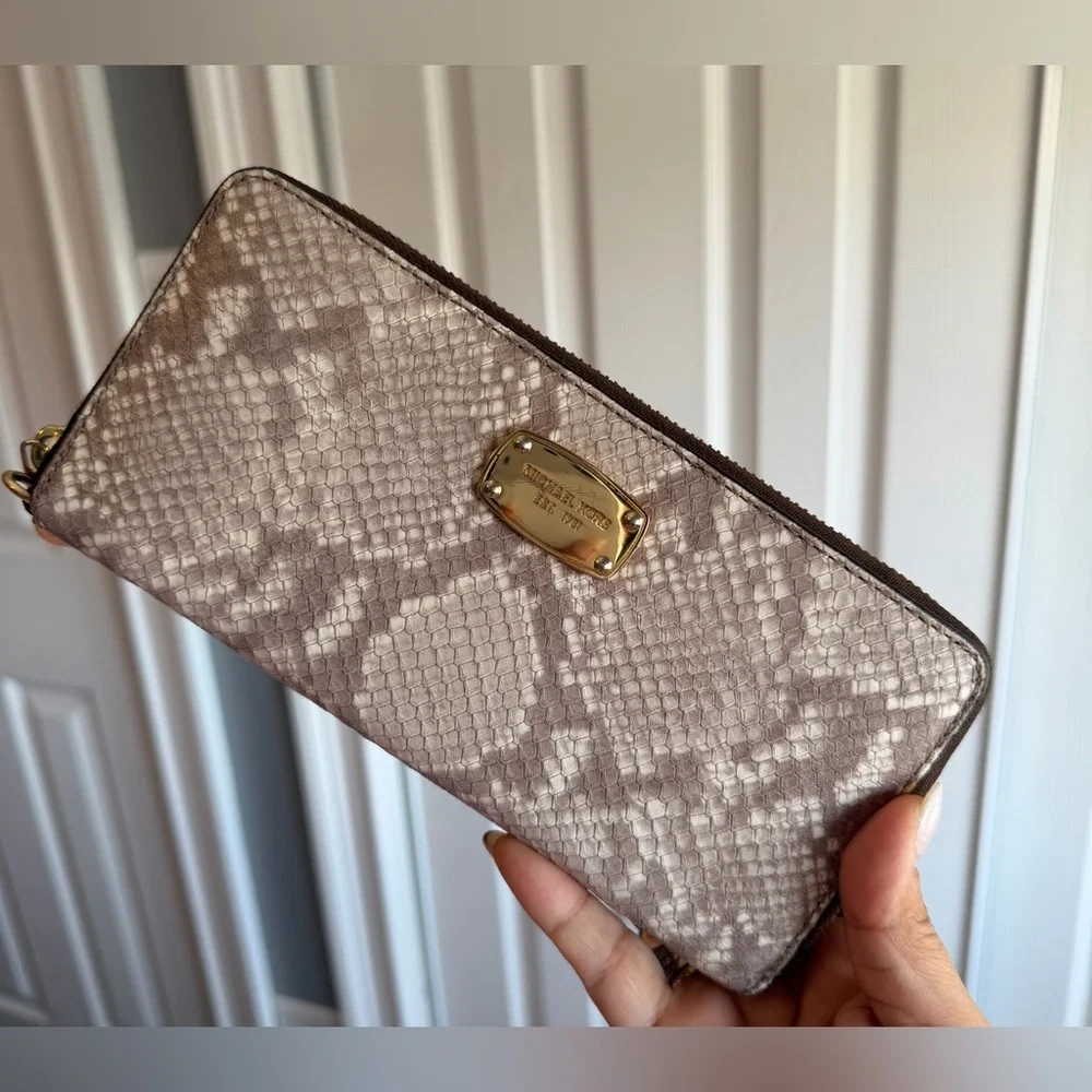 Michael Kors Beige Snake Print Wallet Women’s